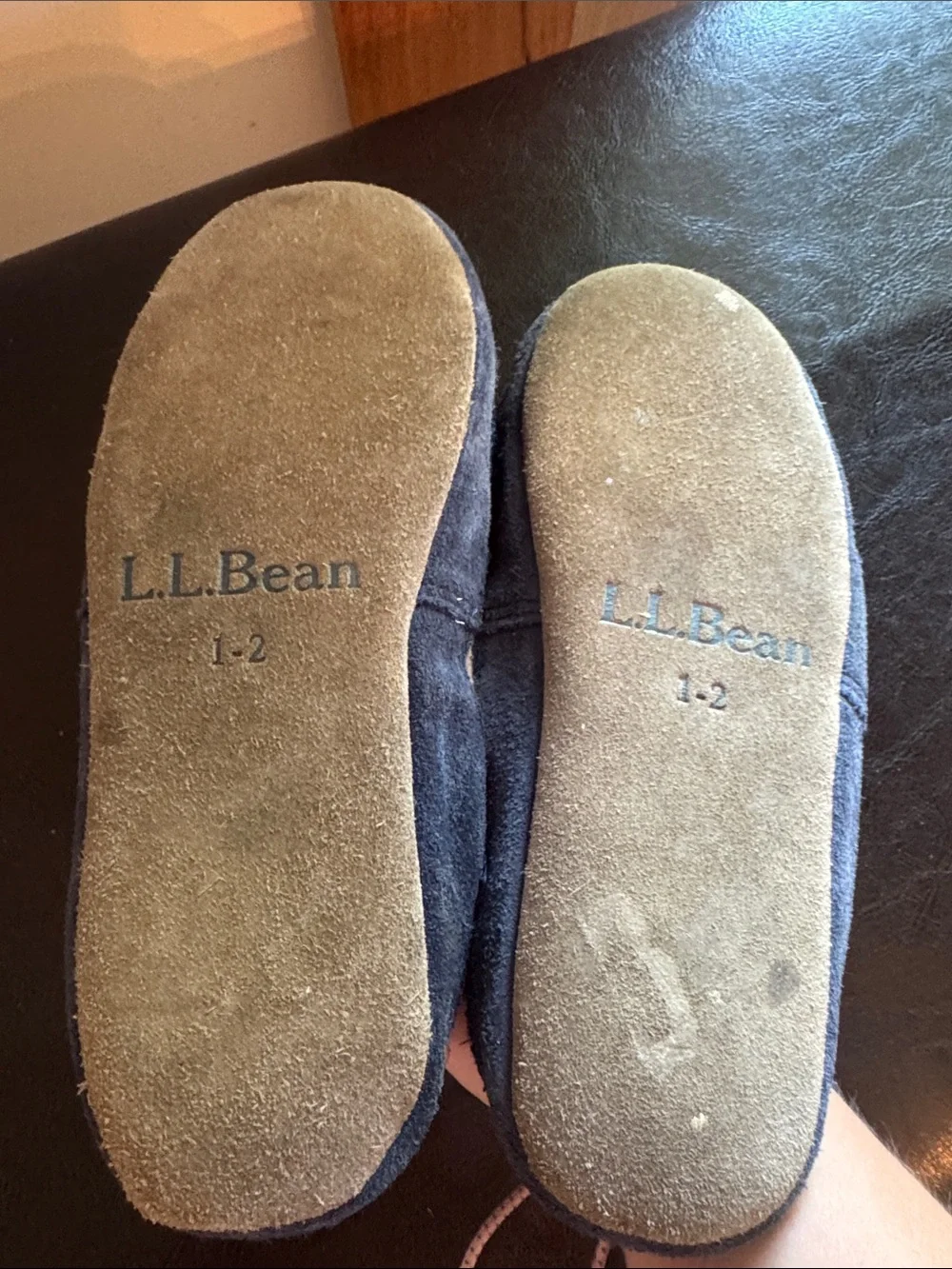 L.L. Bean Kids Brown Slip-On Slippers with Blue Dog Appliqué